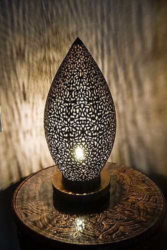 Fes-Morocco Intricate carved metal lamp Art Print